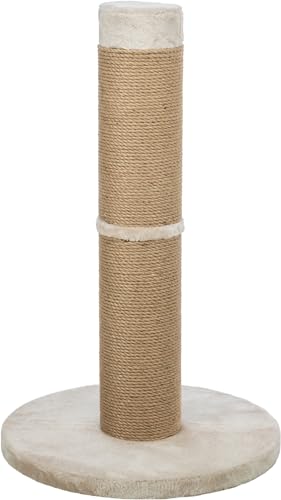 TRIXIE Rue Kratzbaum 80.1 cm - Katzenkratzbaum mit weichem Stoff bezogenem Boden und strapazierfähigem Sisalseil - für große Katzen - in Beige von TRIXIE