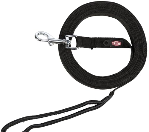 TRIXIE Schleppleine M–L, 15 m 20 mm in schwarz - Lange Hundeleine für Training und Outdoor - für mittelgroße bis große Hunde - 19921 von TRIXIE