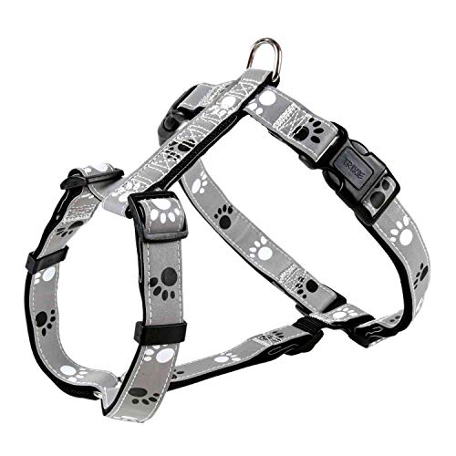 TRIXIE Silver Reflect Geschirr Größe XS–S: Brustumfang 30–40 cm/15 mm in schwarz/silbergrau - reflektierendes Hundegeschirr mit stufenlos verstellbaren Elementen für kleine Hunde, 12231 von TRIXIE