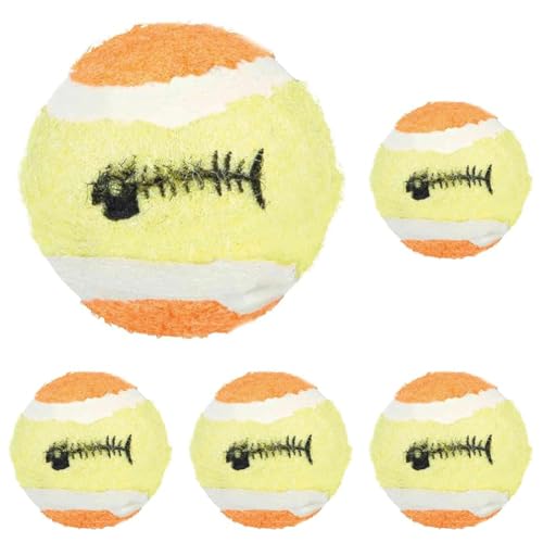 TRIXIE Spielbälle Set für Katzen - 6 Stück - mit Rassel - abwechslungsreiche Designs für mehr Spielspaß - Kunststoff/Plüsch - 4523 (Packung mit 5) von TRIXIE