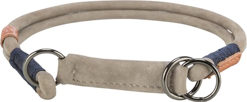 TRIXIE Zug-Stopp Hundehalsband BE NORDIC aus Leder S-M grau – bequemes Hundehalsband für kleine & mittelgroße Hunde mit Zugbegrenzung - robust & elegant – 17120 von TRIXIE