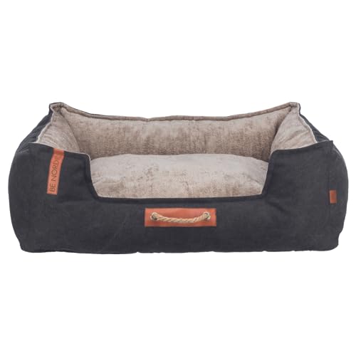 TRIXIE Hundebett BE NORDIC Föhr 80x60 cm in schwarz/Sand – eckiger Hundekorb für kleine & große Hunde - gemütliches Hundekörbchen mit praktischem Tragegriff - weich & waschbar - 36591 von TRIXIE