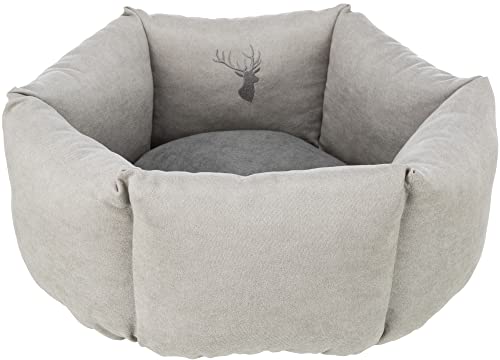 TRIXIE Hundebett Leni ø 55 cm in sand/grau - geräumiger Hundeschlafplatz mit gemütlichem Kissen - Hundekorb für kleine Hunde - rutschfest und waschbar - 37992 von TRIXIE