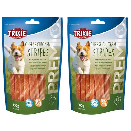 TRIXIE glutenfreie Käse-Huhn-Streifen Premio Cheese Chicken Stripes, 100 g - 31586 (Packung mit 2) von TRIXIE