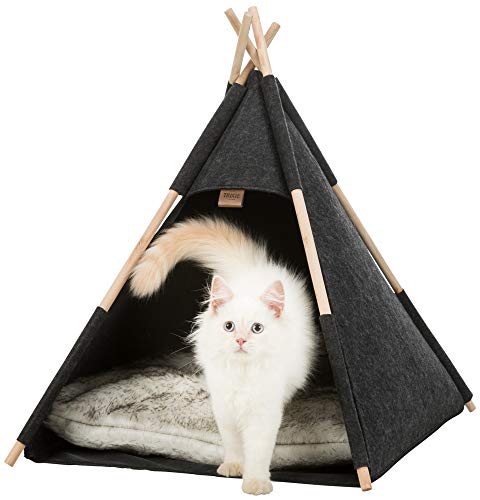 TRIXIE modernes und kuscheliges Tipi für Hunde und Katzen, Höhle aus Filz mit rutschfestem Boden - 36278, Anthrazit von TRIXIE