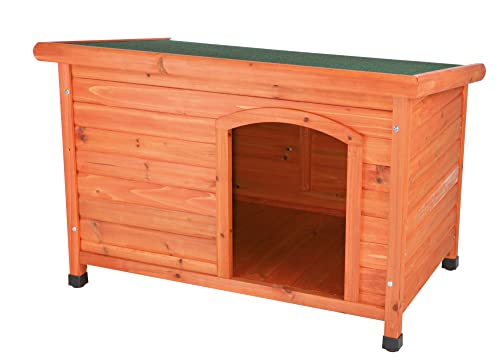 TRIXIE wetterfestes und aufklappbares Hundehaus "natura Hundehütte Classic Flachdach, L: 116 × 82 × 79 cm, braun"- 39553 von TRIXIE