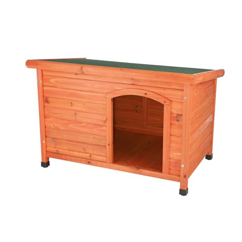 TRIXIE wetterfestes und aufklappbares Hundehaus "natura Hundehütte Classic Flachdach, L: 116 × 82 × 79 cm, braun"- 39553 von TRIXIE