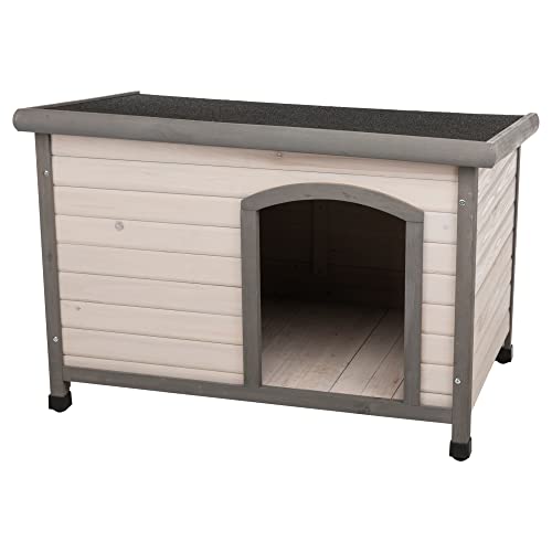 TRIXIE wetterfestes und aufklappbares Hundehaus "natura Hundehütte Classic Flachdach, M–L: 104 × 72 × 68 cm, grau"- 39562 von TRIXIE