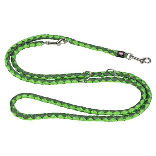 TRIXIE Hundeleine Cavo V-Leine S–M, 2,00 m ø 12 mm in waldgrün/apfel - verstellbare Leine für Outdooraktivitäten - für kleine bis mittelgroße Hunde - 143519 von TRIXIE