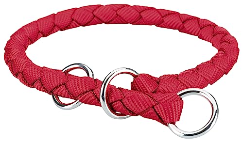 TRIXIE Cavo Zug-Stopp Halsband Größe S–M: Halsumfang 35–41 cm/ø 12 mm in rot - Hundehalsband aus Gurtband für kleine bis mittelgroße Hunde, rund geflochten, 143703 von TRIXIE