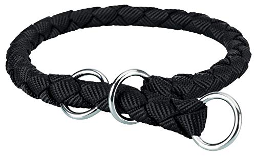 TRIXIE Cavo Zug-Stopp Halsband Größe L–XL: Halsumfang 52–60 cm/ø 18 mm in schwarz - Hundehalsband aus Gurtband für große bis sehr große Hunde, rund geflochten, 144101 von TRIXIE