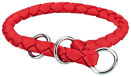 TRIXIE Cavo Zug-Stopp Halsband Größe L–XL: Halsumfang 52–60 cm/ø 18 mm in rot - Hundehalsband aus Gurtband für große bis sehr große Hunde, rund geflochten, 144103 von TRIXIE