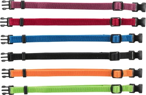 TRIXIE Junior Welpenhalsband Größe M–L: Halsumfang 22–35 cm/10 mm in schwarz, rot, royalblau - kleines Hundehalsband für mittelgroße bis große Hunde, 6er Set zur Gewöhnung, 15555 von TRIXIE