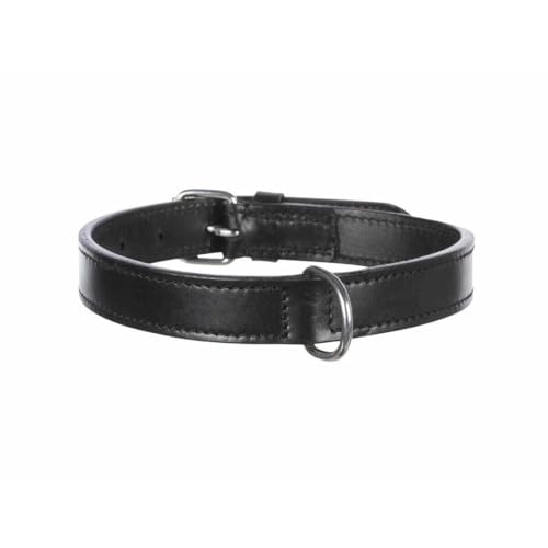 TRIXIE Active Halsband Leder Größe M: Halsumfang 39–46 cm/22 mm in schwarz - stilvolles Lederhalsband für mittelgroße Hunde, genäht und unterfüttert, 18251 von TRIXIE