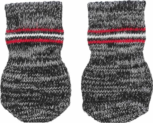 TRIXIE Hundesocken XXS-XS – 2,5 cm Pfotenbreite – 6 cm hoch – Anti-Rutsch-Sohle – Baumwolle mit Elasthan – bei 30 °C waschbar – grau – 19500 von TRIXIE