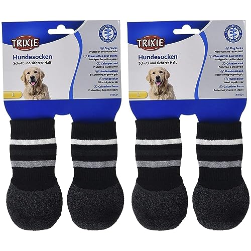 Trixie 19524 Hundesocken, Anti-Rutsch, L, 2 St., schwarz (Packung mit 2) von TRIXIE