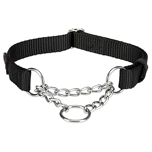 TRIXIE Premium Zug-Stopp Halsband Größe S–M: Halsumfang 30–40 cm/15 mm in schwarz - stufenlos verstellbares Hundehalsband für kleine bis mittelgroße Hunde, einfacher Verschluss, 202701 von TRIXIE