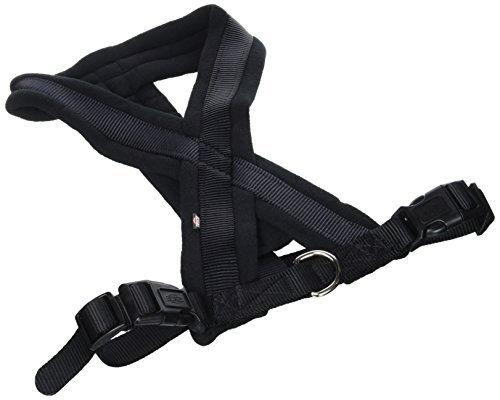 TRIXIE Premium Touren-Geschirr Größe S: Brustumfang 35–65 cm/20 mm in schwarz - sportliches Hundegeschirr mit angenehmer Vliespolsterung, stufenlos verstellbar für kleine Hunde, 203701 von TRIXIE