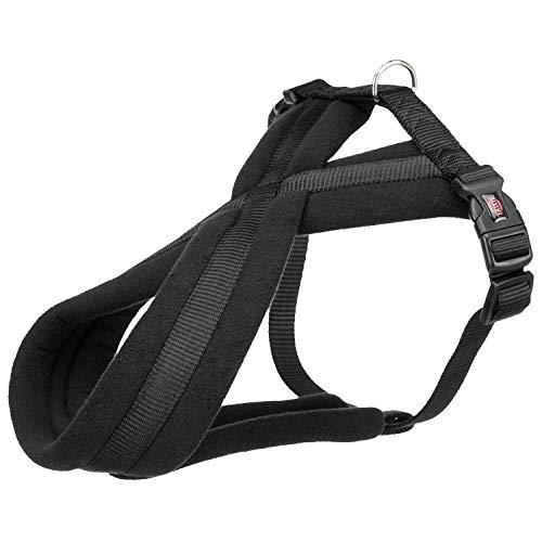 TRIXIE Premium Touren-Geschirr Größe L: Brustumfang 60–100 cm/25 mm in schwarz - sportliches Hundegeschirr mit angenehmer Vliespolsterung, stufenlos verstellbar für große Hunde, 204101 von TRIXIE