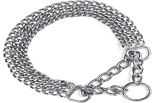 TRIXIE Zug-Stopp-Kettenhalsband Größe M–L: Halsumfang 45 cm/2,5 mm in silber - stabiles Kettenhalsband 3-reihig für mittelgroße bis große Hunde, verchromt, leicht zu reinigen, 2265 von TRIXIE