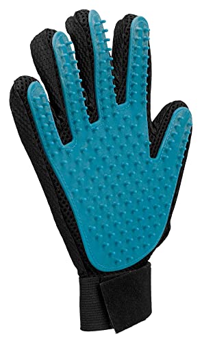 TRIXIE Fellpflege-Handschuh für Hunde - regt die Durchblutung an - entfernt lose Haare - auch für sensible Tiere - schwarz/blau - 16 x 24 cm - 23393 von TRIXIE