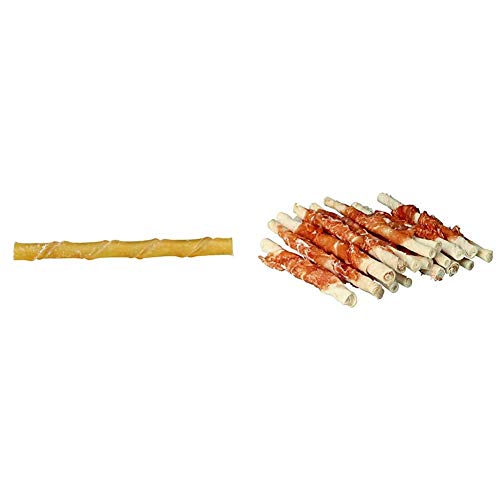 Trixie 2617 Kaurollen, gedreht, 12 cm/ø 9–10 mm, 100 St. & 31378 Denta Fun Chicken Chewing Rolls, 12 cm, 30 St./240 g von TRIXIE