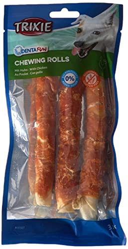 TRIXIE glutenfreie Hühnchen Kaurollen "Denta Fun Chicken Chewing Rolls, 17 cm, 3 St./140 g" - 31327 von TRIXIE