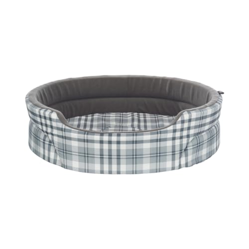 TRIXIE Hundebett Lucky 45 × 35 cm in grau/weiß - gemütliches Hundekissen mit Baumwoll-Optik - Hundekorb für kleine Hunde - rutschfest - 37021 von TRIXIE