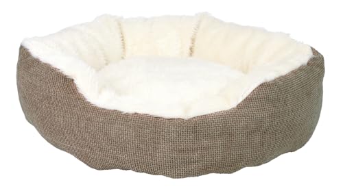 TRIXIE Hundebett Yuma ø 45 cm in braun/wollweiß - Softes Hundekissen mit Langhaar-Plüsch - Hundekorb für kleine Hunde - mit integriertem Kissen - 37041 von TRIXIE