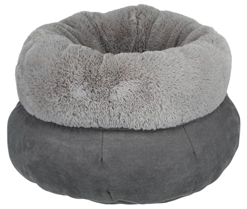 TRIXIE Hundebett Elsie ø 45 cm in grau/hellgrau - gemütliches Hundekissen mit Softplüsch - Hundekorb für kleine Hunde - mit extra hohem Rand - 37709 von TRIXIE