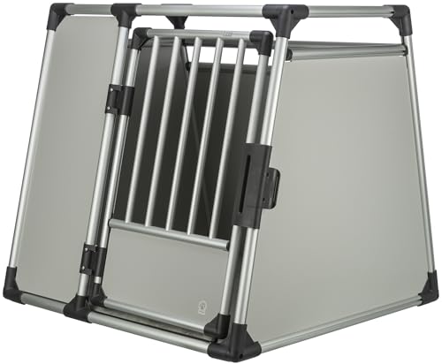 TRIXIE Hunde-Transportbox Aluminium in silber – XL: 94 × 87 × 88 cm, stabile und geräuscharme Hundebox mit abgeschrägten Seiten, Sicherheitsverschluss & rutschfester Liegematte – 39346 von TRIXIE