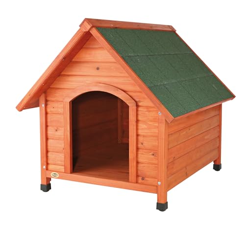 TRIXIE wetterfestes und frei justierbares Hundehaus "natura Hundehütte Cottage Satteldach, S–M: 71 × 77 × 76 cm, braun"- 39530 von TRIXIE