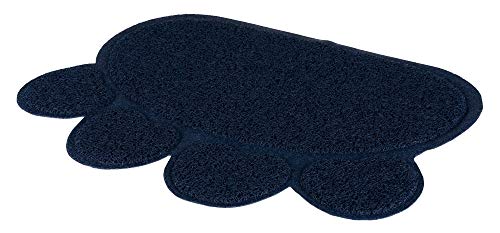 Trixie 40383 Vorleger für Katzentoiletten, Pfote, PVC, 60 × 45 cm, dunkelblau von TRIXIE