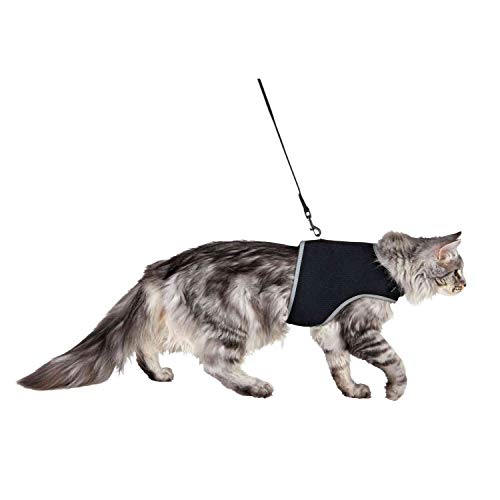 Trixie 41895 Softgeschirr mit Leine, Katze, XL, 36–54 cm, 1,20 m, schwarz von TRIXIE