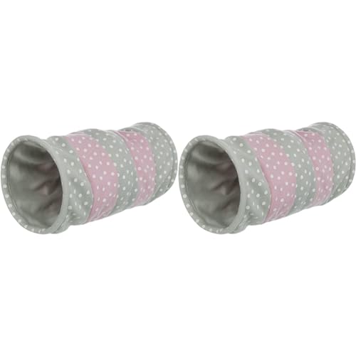 Trixie 4291 Spieltunnel, Fleece, ø 25 × 50 cm, grau/rosa (Packung mit 2) von TRIXIE