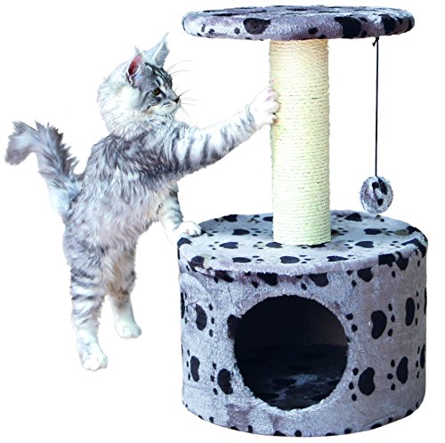 TRIXIE Kratzbaum Toledo 61cm in grau – kleiner Katzenbaum für junge & kleine Katzen mit gemütlicher Liegefläche, komfortabel & stabil – 43705 von TRIXIE