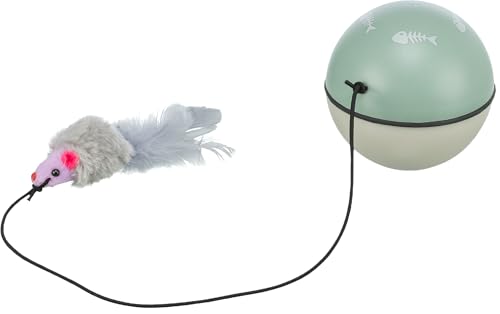 TRIXIE Katzenspielzueg ""Turbinio"" - Ball mit Motor und Maus am Gummiband - rollt unregelmäßig - batteriebetrieben - Kunststoff - ø 9 cm - 4564 von TRIXIE