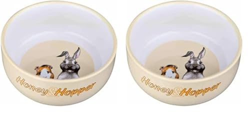 Trixie 60808 Honey & Hopper Keramiknapf, 250 ml/ø 11 cm, Various State Colour in Gift Message or Sent as Random! (Packung mit 2) von TRIXIE