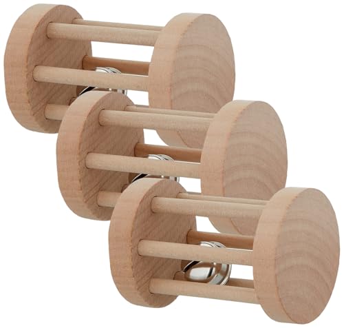 Trixie 6184 Spielrolle, Kleintiere, Holz, ø 5 × 7 cm (Packung mit 3) von TRIXIE