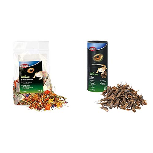 Trixie 76265 Naturfutter-Mix für Bartagamen, 100 g & 76392 Grillen, getrocknet, 250 ml/25 g von TRIXIE