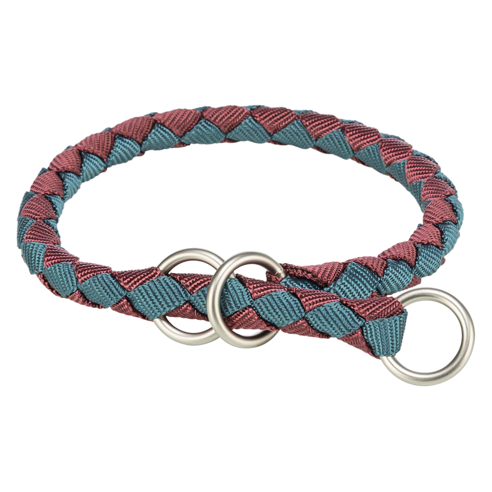 Trixie Cavo Zug-Stopp-Halsband, sangria/petrol - Größe: M-L: Halsumfang 43 - 51 cm, Ø 18 mm von TRIXIE