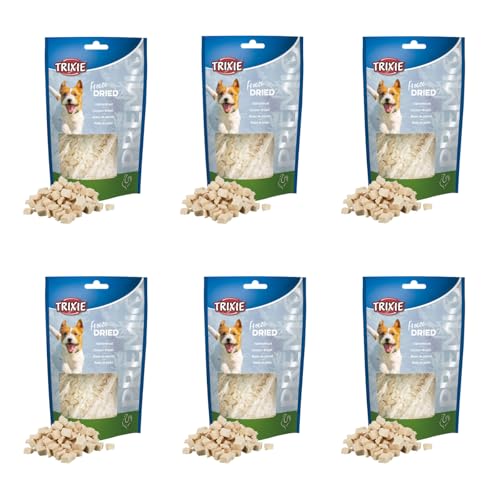 Trixie Freeze Dried Hühnerbrust | 6 x 50 g | Ergänzungsfuttermittel für Hunde | Gefriergetrockneter Snack | 99% Fleischgehalt | Bei Futtermittelallergien geeignet von TRIXIE