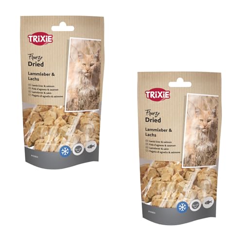 Trixie Freeze Dried Lammleber & Lachs | Doppelpack | 2 x 25 g | Ergänzungsfuttermittel für Katzen | Gefriergetrockneter Snack | Bei Futtermittelallergien geeignet | Ohne Zusätze von TRIXIE