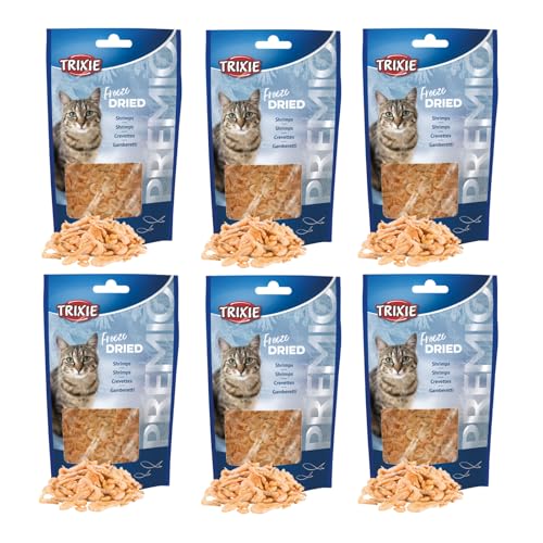 Trixie Freeze Dried Shrimps | 6 x 25 g | Ergänzungsfuttermittel für Katzen | Gefriergetrockneter Snack | 100% Fleischgehalt | Bei Futtermittelallergien geeignet von TRIXIE