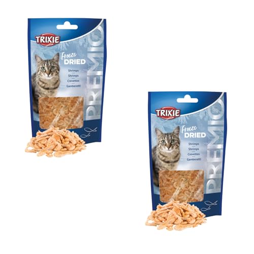 Trixie Freeze Dried Shrimps | Doppelpack | 2 x 25 g | Ergänzungsfuttermittel für Katzen | Gefriergetrockneter Snack | 100% Fleischgehalt | Bei Futtermittelallergien geeignet von TRIXIE