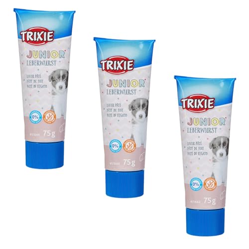 Trixie JUNIOR Leberwurst für Hundewelpen | 3er Pack | 3 x 75 g | Schmackhafter Snack für Junge Hunde | Mit reduziertem Salz- und Gewürzgehalt | Mit Grünlippmuschel von TRIXIE