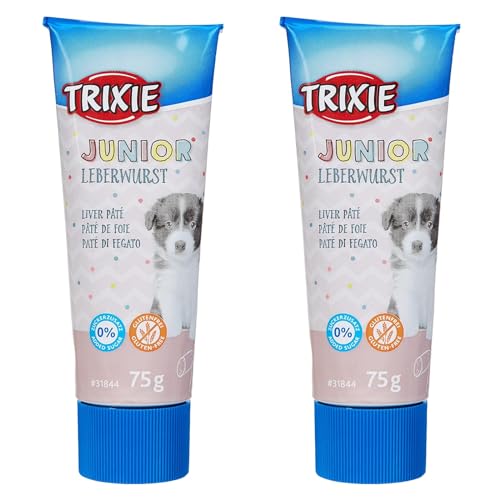 Trixie JUNIOR Leberwurst für Hundewelpen | Doppelpack | 2 x 75 g | Schmackhafter Snack für Junge Hunde | Mit reduziertem Salz- und Gewürzgehalt | Mit Grünlippmuschel von TRIXIE