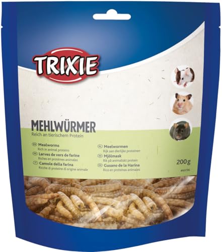 Trixie Mehlwürmer | 200 g | Ergänzungsfuttermittel für Kleinnager | Auch für insektenfressende Vögel und Reptilien geeignet | Schonend getrocknet von TRIXIE