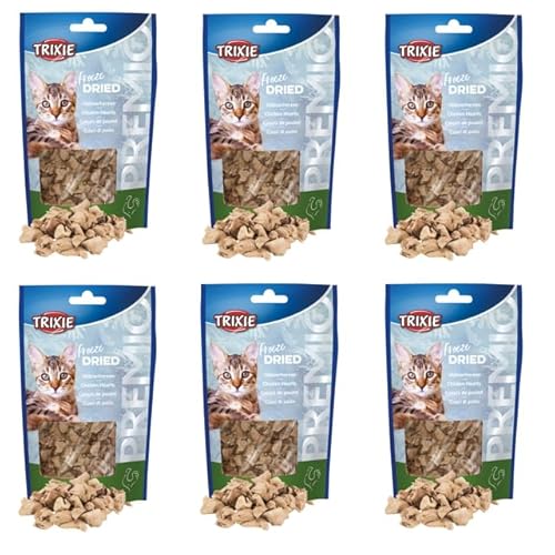 Trixie Premio Freeze Dried Hühnerherzen | 6er Pack | 6 x 25 g | Monoprotein-Snack für Katzen | 100% Hühnerherzen | Gefriergetrocknet, geschmacksintensiv und proteinreich von TRIXIE