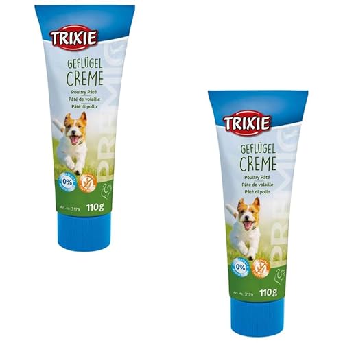 Trixie Premio Geflügelcreme | Doppelpack | 2 x 110 g | Fleischsnack für Hunde | Kann dabei helfen das Einnehmen von Medikamenten zu erleichtern | Gut geeignet als Belohnung | Laktosefrei von TRIXIE